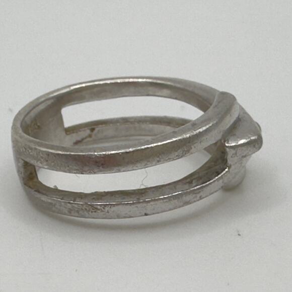 Sterling Silver Wrap Ring Size 7.75 Double Band Modernist 925 NF Vintage - Picture 6 of 14